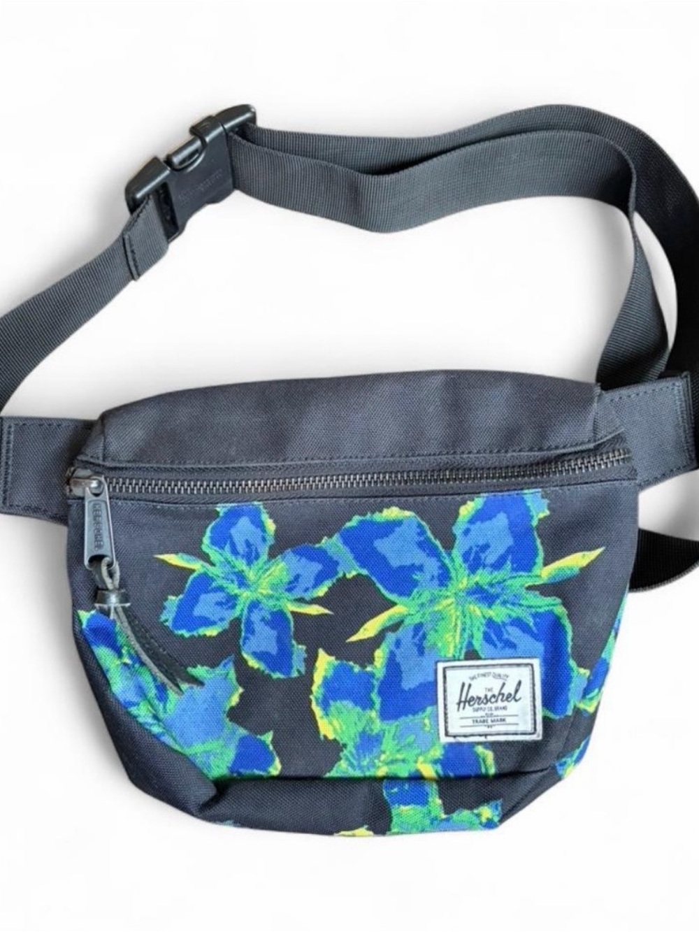 Herschel Supply Co Blue Floral Print Black Belt Bag